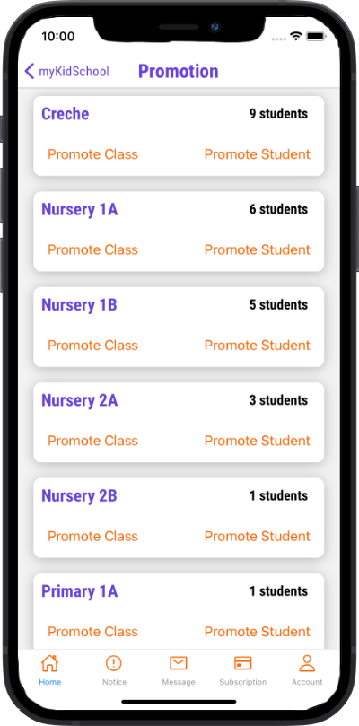 Photos of promotion page on mykidschool app
